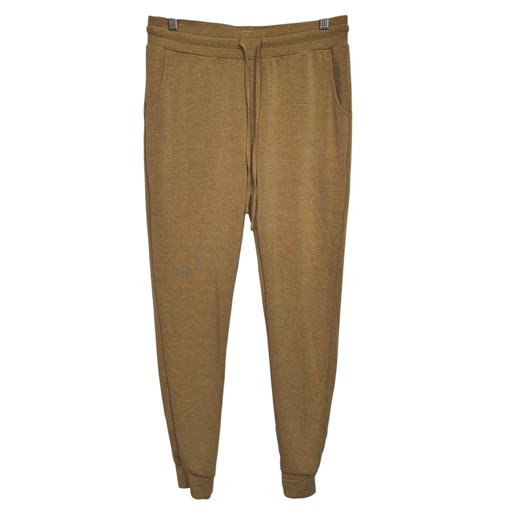 Buffbunny Collection Womens Medium Caramel Brown Heathered Jogger Sweatpants